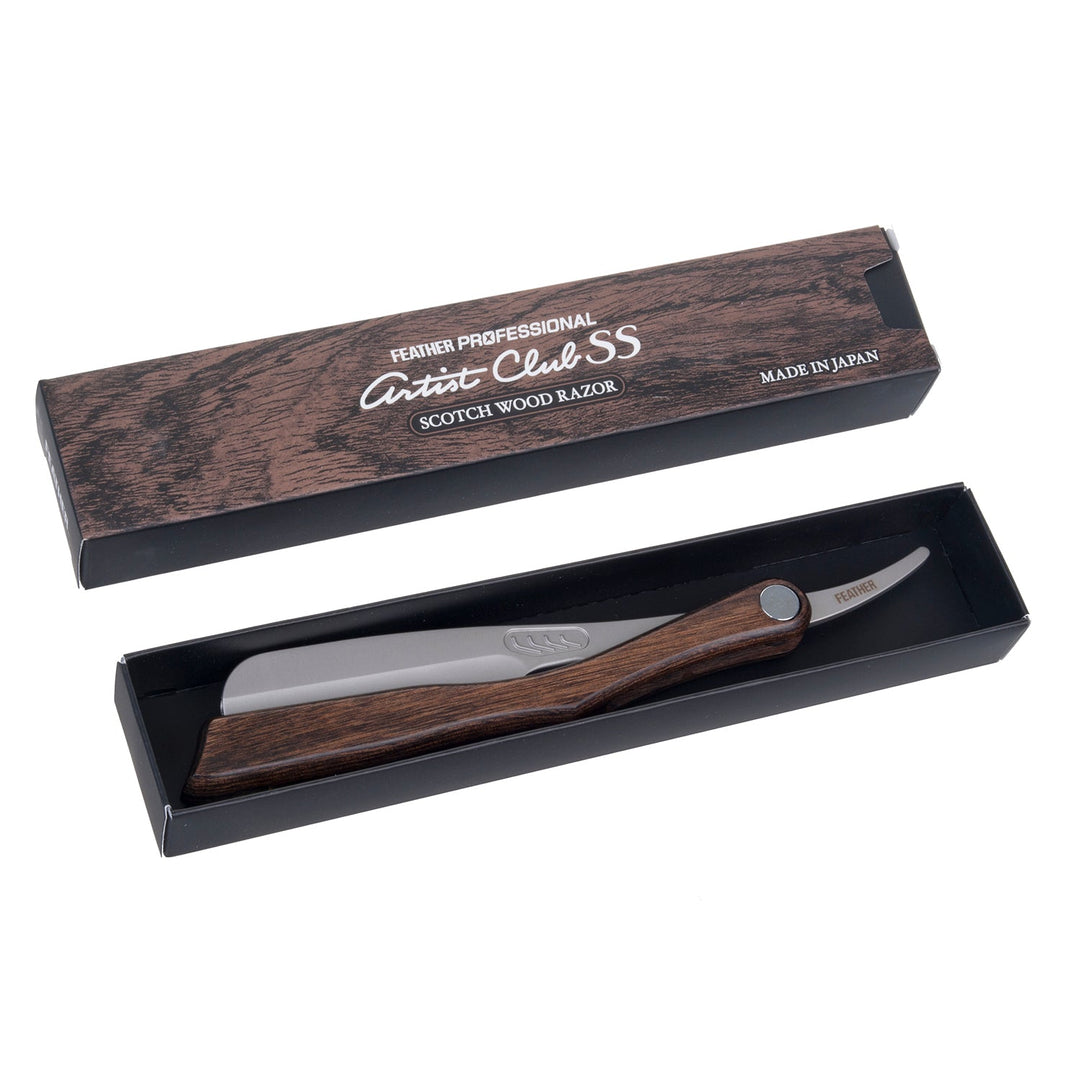 Shavette-barberkniv ACS-RSW Feather Professional Artist Club Scotch Wood