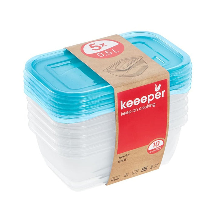 Sæt med beholdere til opbevaring af fødevarer 5 x 0,5 l Keeeper Fredo Fresh