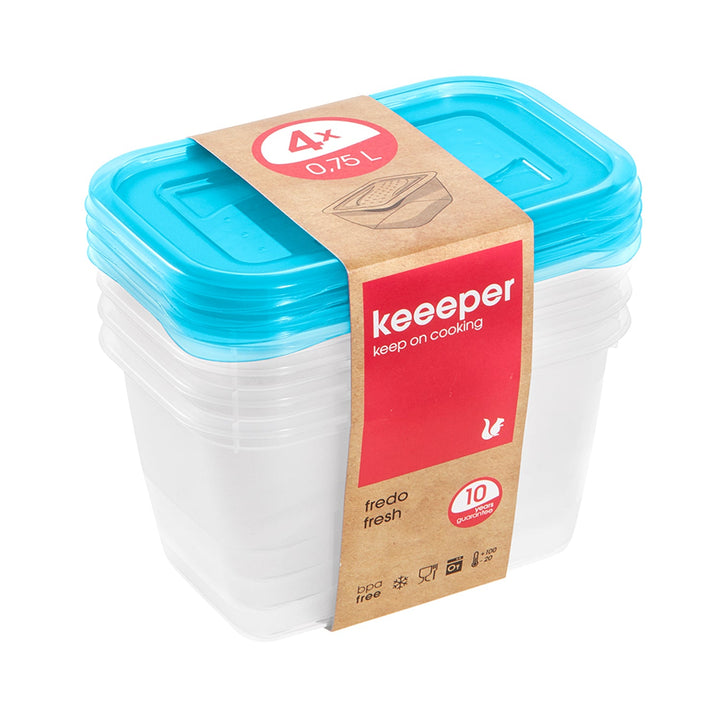 Sæt med beholdere til opbevaring af fødevarer 4 x 0,75 l Keeeper Fredo Fresh