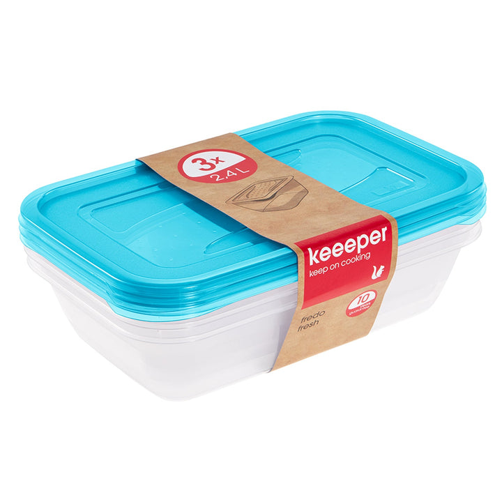 Sæt med beholdere til opbevaring af fødevarer 3 x 2,4 l Keeeper Fredo Fresh