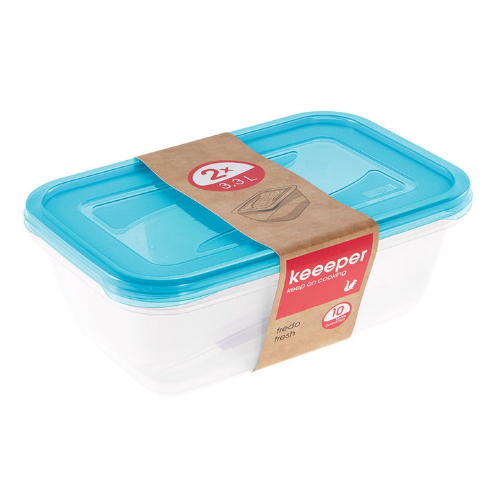 Sæt med beholdere til opbevaring af fødevarer 2 x 3,3 l Keeeper Fredo Fresh