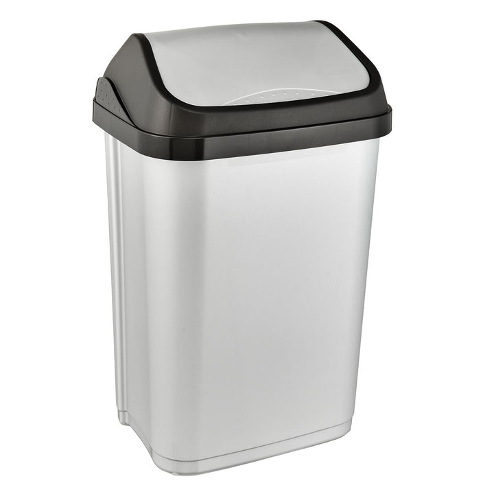Affaldsspand med klaplåg, lys sølvfarvet, 25 l, Keeeper