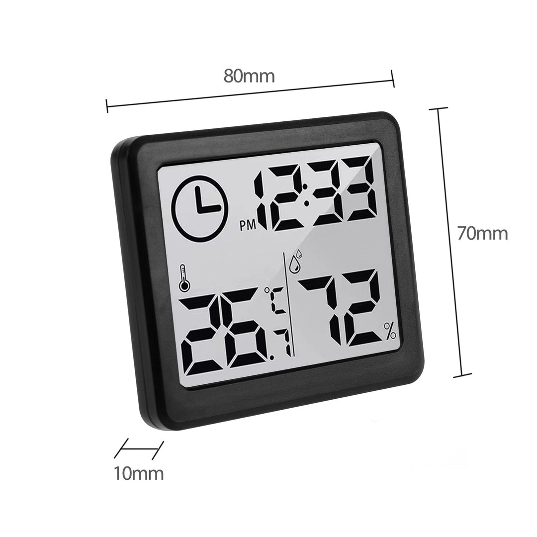 Termometer/hygrometer med urfunktion, GreenBlue, sort, GB384B