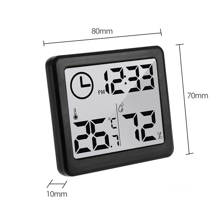 Termometer/hygrometer med urfunktion, GreenBlue, sort, GB384B