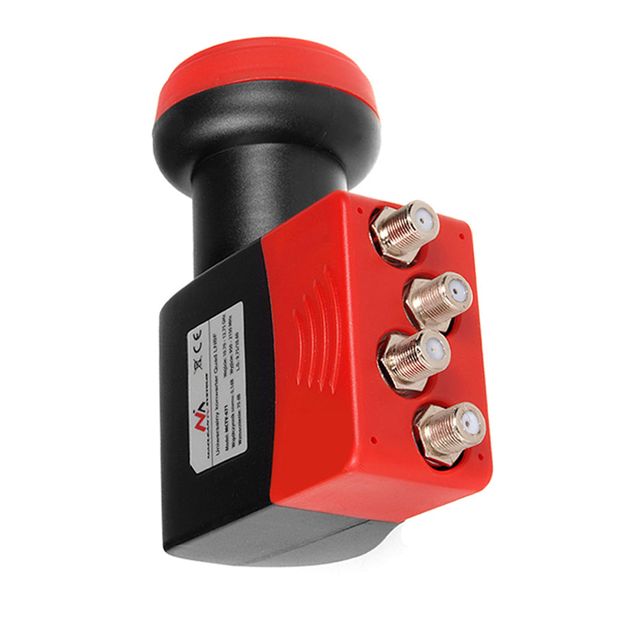 Maclean satellitkonverter, LNB, Quad, High Gain, + 4x F-stik, MCTV-671
