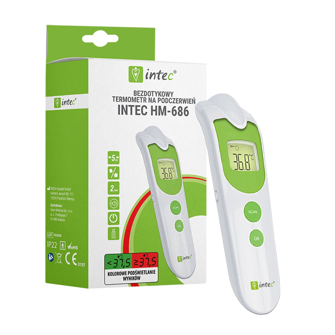 Berøringsfri infrarød termometer med LCD-display INTEC HM-686