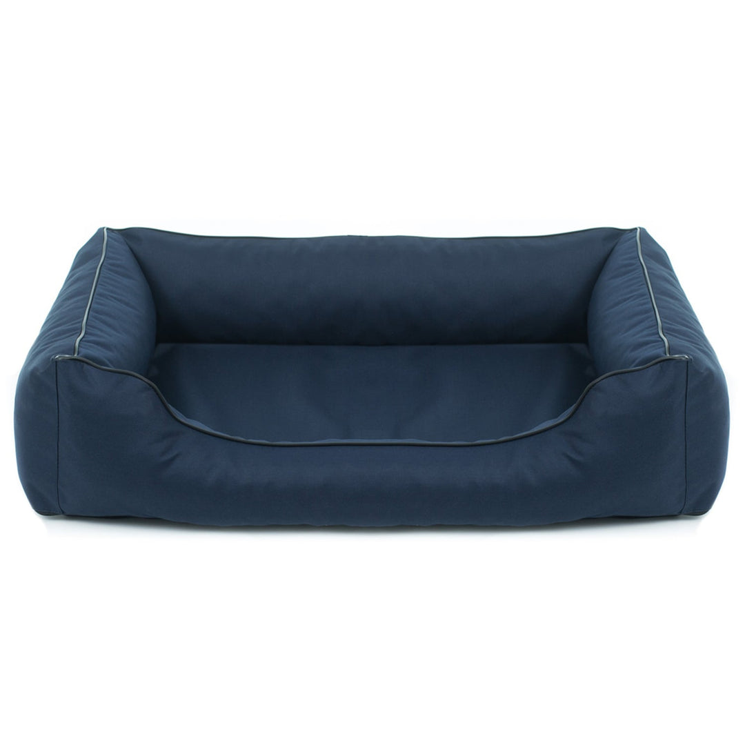 Hundeseng Sofa Valencia Orthopedic i farven marineblå med sort finish 65x50 cm