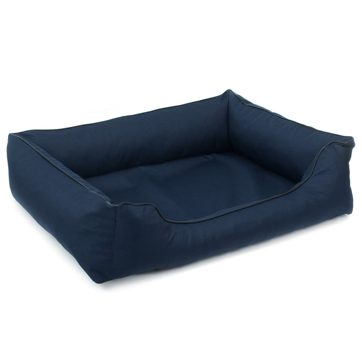 Hundeseng Sofa Valencia Orthopedic i farven marineblå med sort finish 65x50 cm