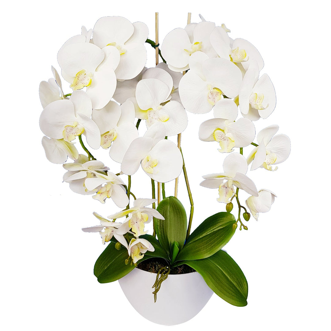 Kunstig orkidéblomst Orchidea hvid som levende gummi 3pgb