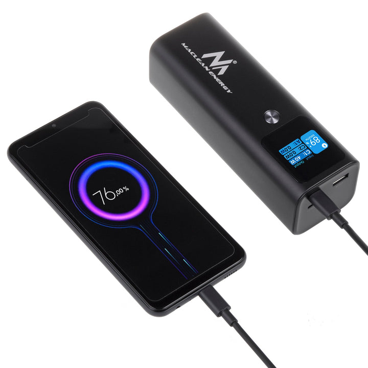 Mobil batteri Power Bank Maclean, 24600 mAh, Power Delivery (PD) 140 W, hurtig/superhurtig opladning, 88,56 Wh, 2x Type-C, USB, MCE335