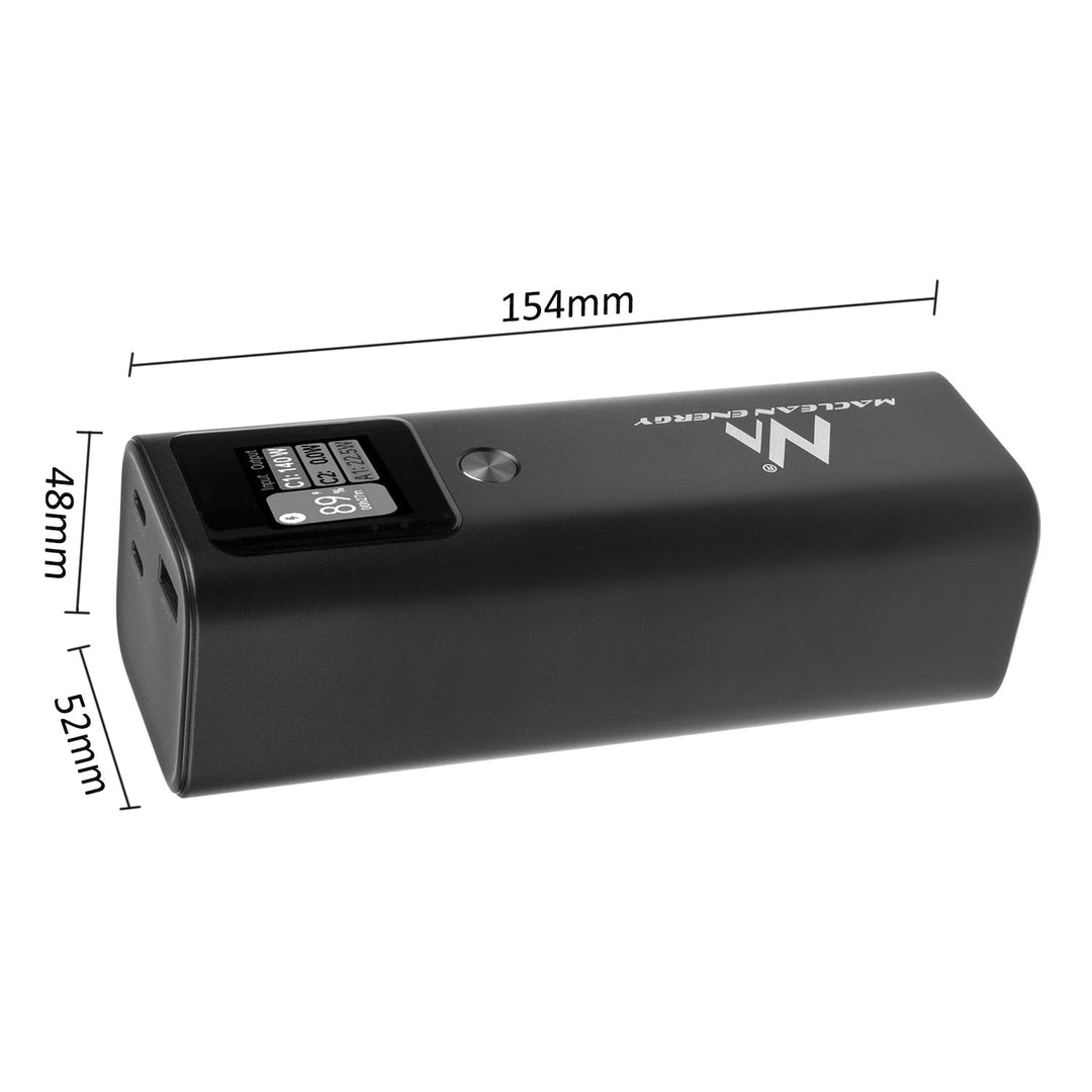 Mobil batteri Power Bank Maclean, 24600 mAh, Power Delivery (PD) 140 W, hurtig/superhurtig opladning, 88,56 Wh, 2x Type-C, USB, MCE335