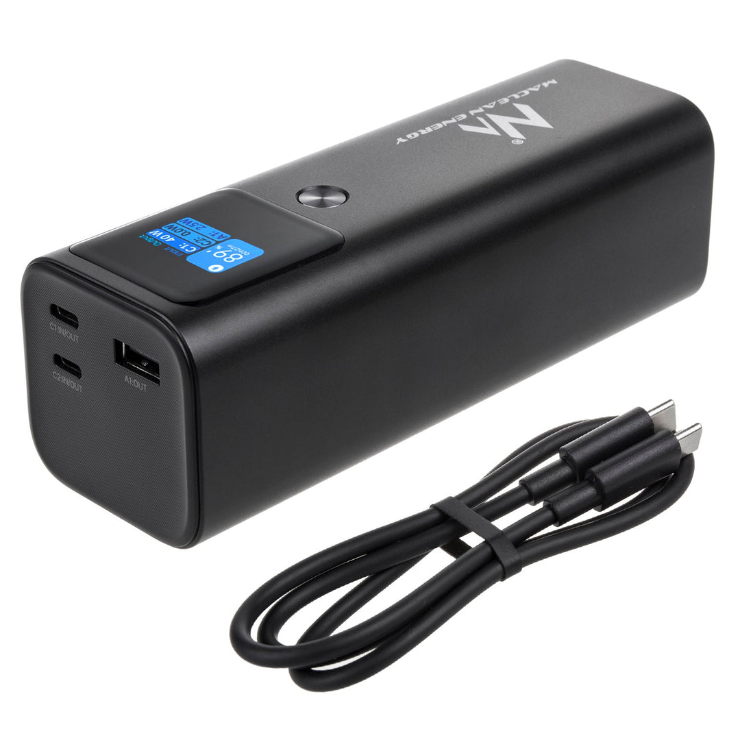 Mobil batteri Power Bank Maclean, 24600 mAh, Power Delivery (PD) 140 W, hurtig/superhurtig opladning, 88,56 Wh, 2x Type-C, USB, MCE335