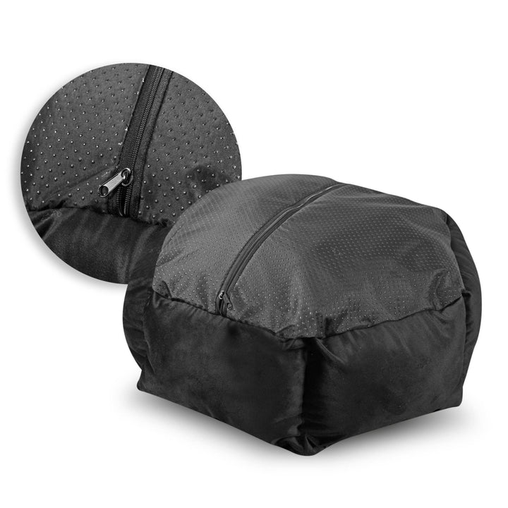 Holdbart velour-hundeleje, der kan skilles ad, med skridsikker underside i grå-sort, diameter 50 cm