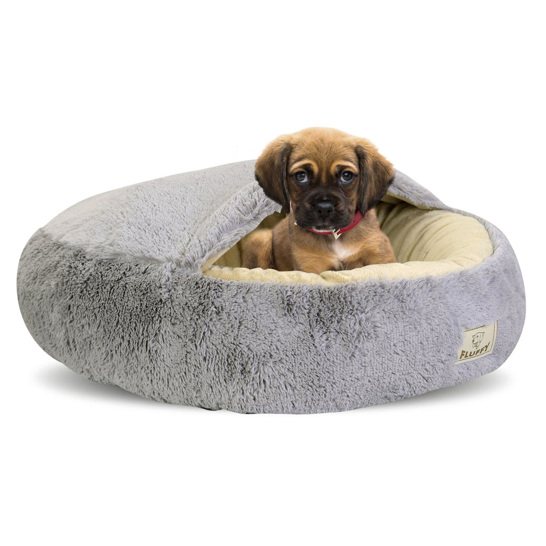 Blødt og behageligt leje til kat/hund FLUFFY i lysegrå 60 cm
