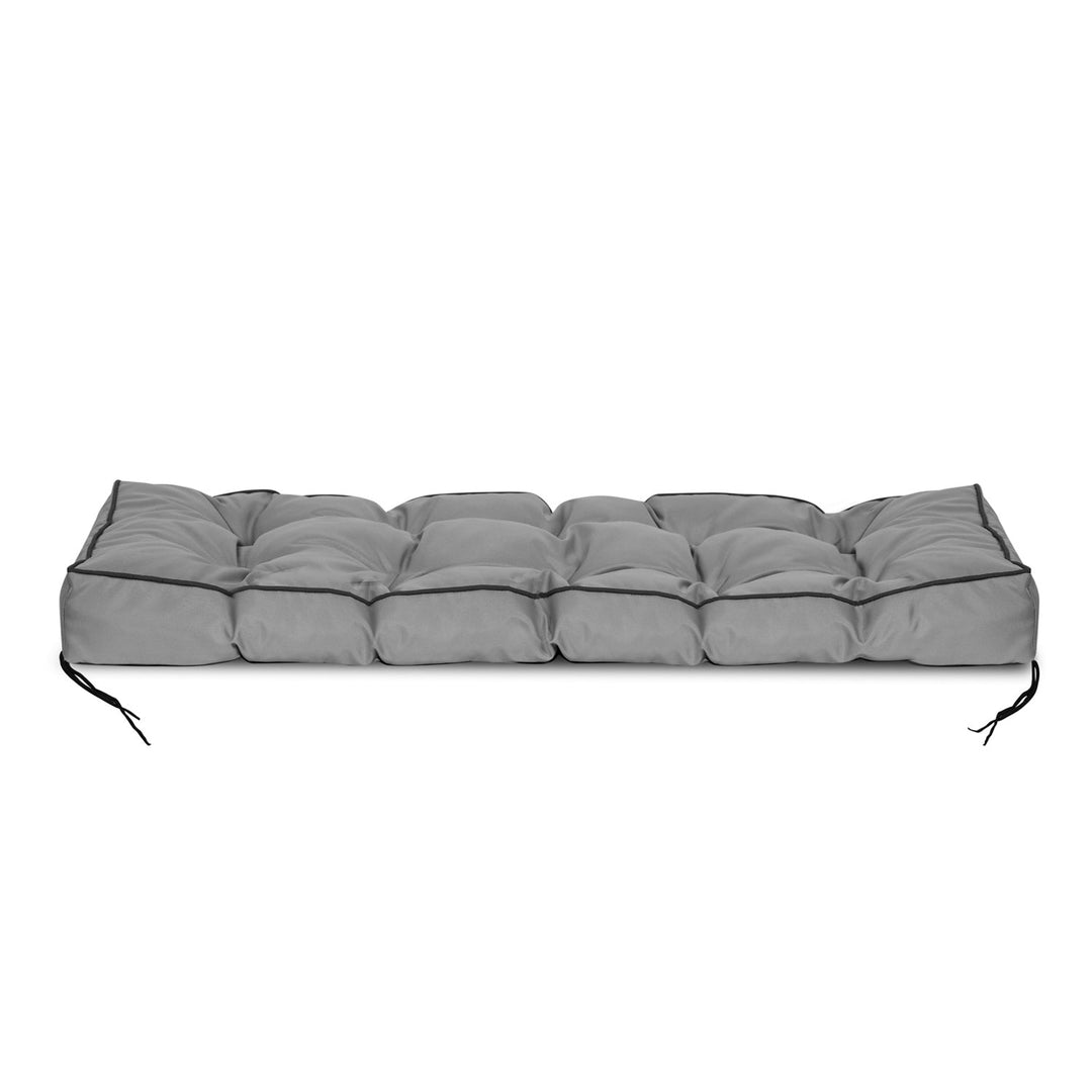Havepude 120x40 cm med høj kant til pallebænk, vandtæt, grå