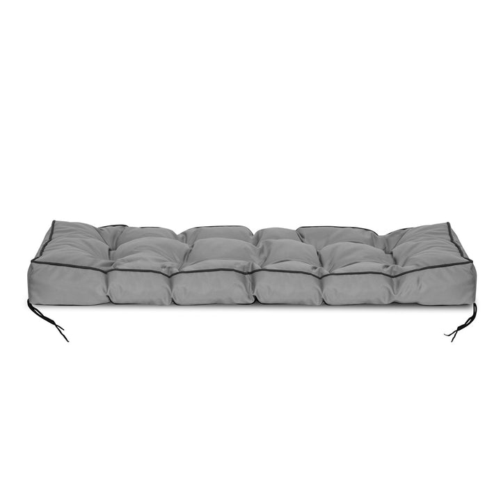 Havepude 120x40 cm med høj kant til pallebænk, vandtæt, grå