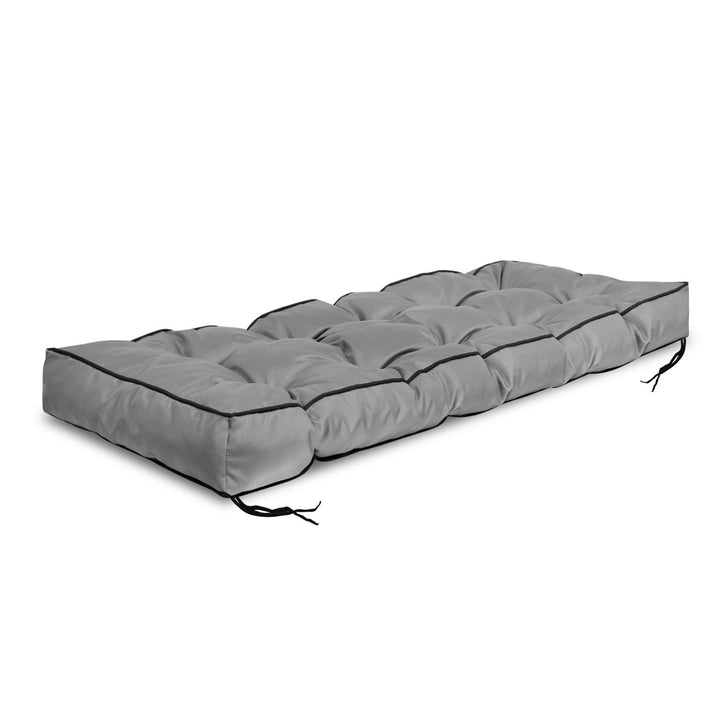 Havepude 120x40 cm med høj kant til pallebænk, vandtæt, grå