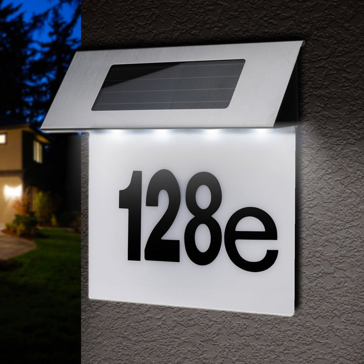 Solar LED-lampe med husnummer Maclean, IP44, 1W, 60lm, 6000K, batteri 600 mAh, 2,5V DC 70mA, MCE423