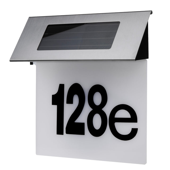 Solar LED-lampe med husnummer Maclean, IP44, 1W, 60lm, 6000K, batteri 600 mAh, 2,5V DC 70mA, MCE423