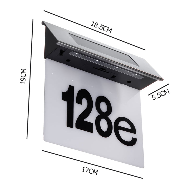 Solar LED-lampe med husnummer Maclean, IP44, 1W, 60lm, 6000K, batteri 600 mAh, 2,5V DC 70mA, MCE423