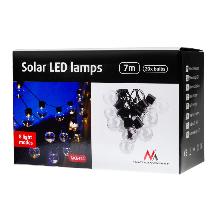 Maclean 2-i-1 solcelledrevet LED-havebelysning, IP44, 3 W, 10 lm, 3000 K, 2*600 mAh batteri, 5 V DC, 7 m, MCE424