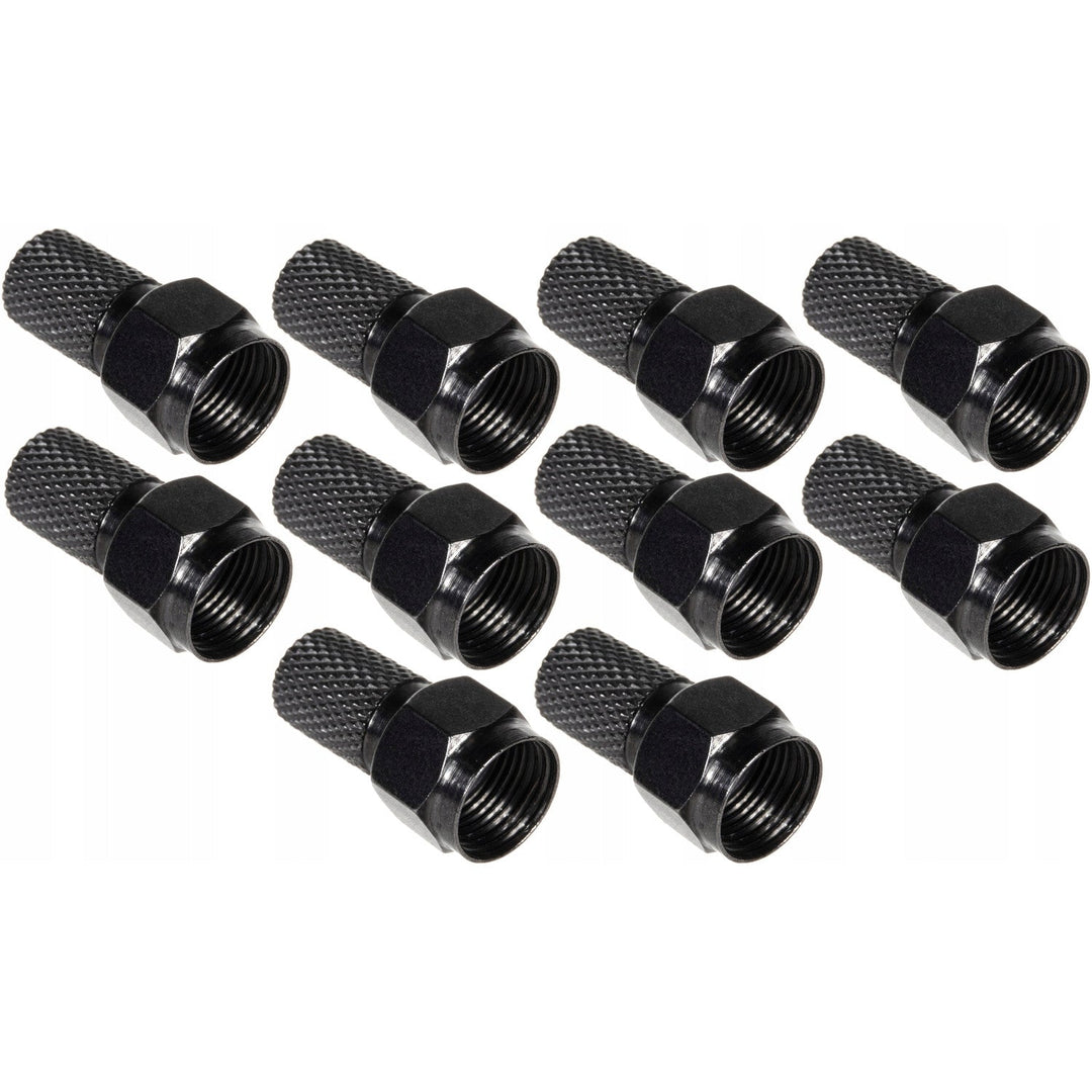 10x Maclean satellitstik, TV-system, RG5.9, RG6, 6,8 mm, nikkel med pakning, professionel, sort, MCTV-903