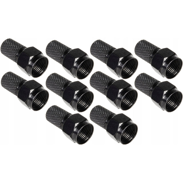 10x Maclean satellitstik, TV-system, RG5.9, RG6, 6,8 mm, nikkel med pakning, professionel, sort, MCTV-903