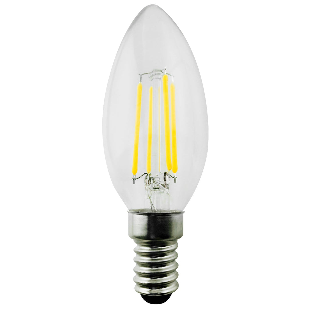 6x Maclean-pære, LED-glødepære E14, 4 W, 230 V, WW varm hvid 3000 K, 400 lm, Retro Edison dekorativ stearinlys C35, MCE285