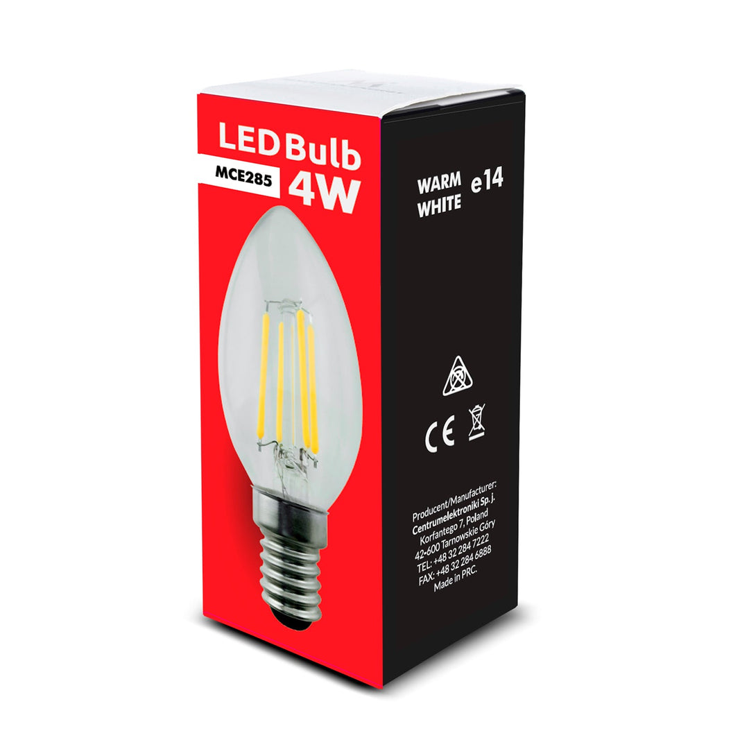 6x Maclean-pære, LED-glødepære E14, 4 W, 230 V, WW varm hvid 3000 K, 400 lm, Retro Edison dekorativ stearinlys C35, MCE285