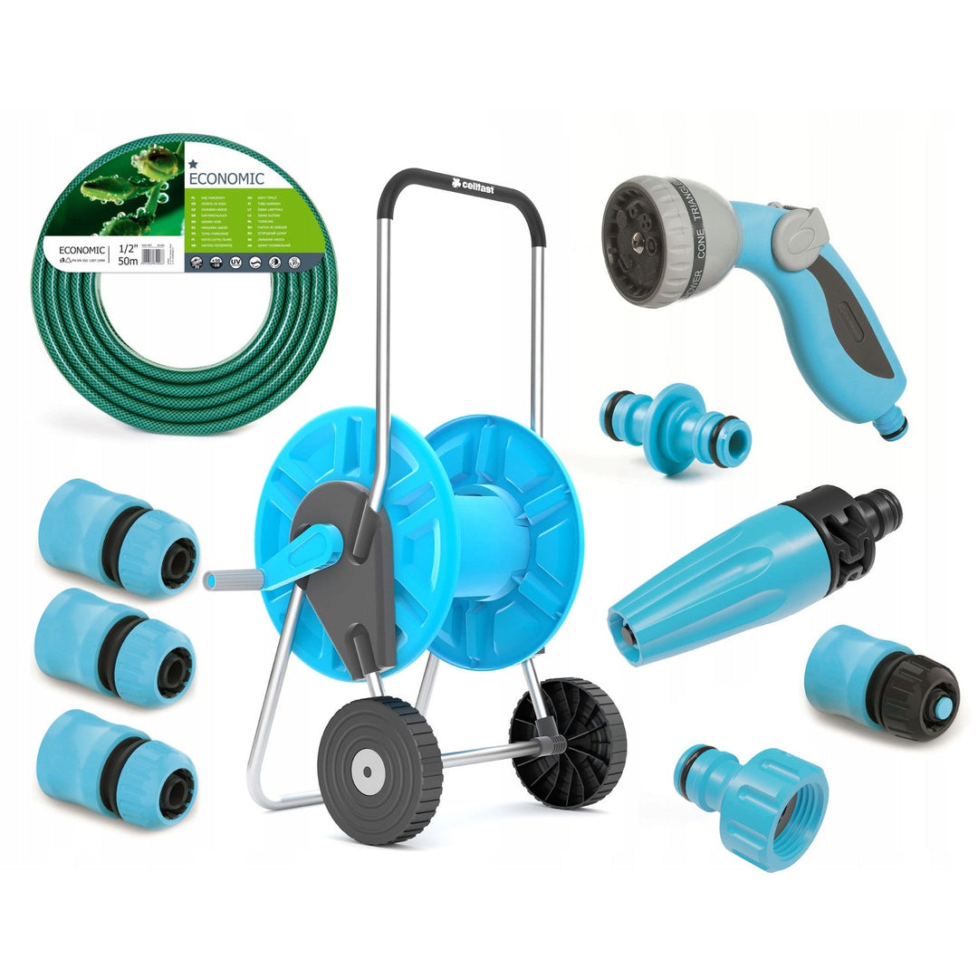 Cellfast havegrejssæt, Economic-slange 1/2'' 50 m, Aluplus-vogn 1/2'' 60 m