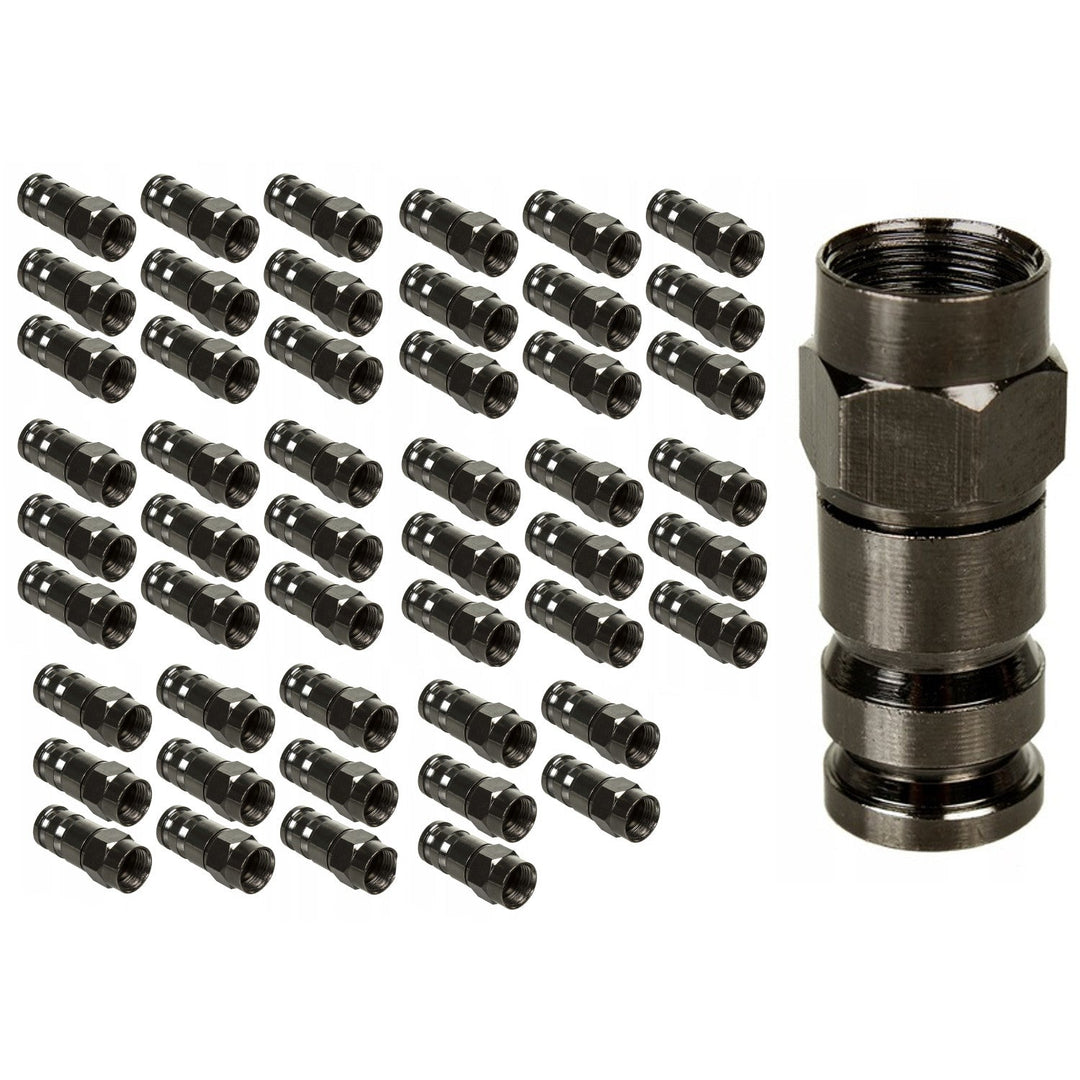50x Maclean-stik, F-kompression, RG-6, professionel, nikkel, sort, MCTV-916