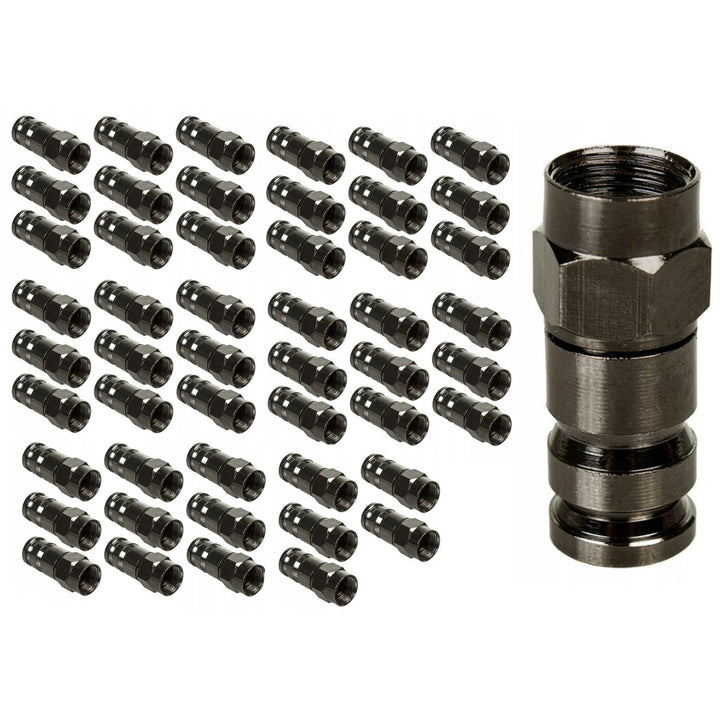 50x Maclean-stik, F-kompression, RG-6, professionel, nikkel, sort, MCTV-916