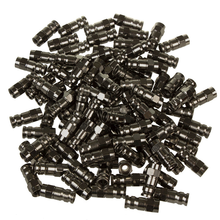 100x Maclean-stik, F-kompression, RG-6, professionel, nikkel, sort, MCTV-916