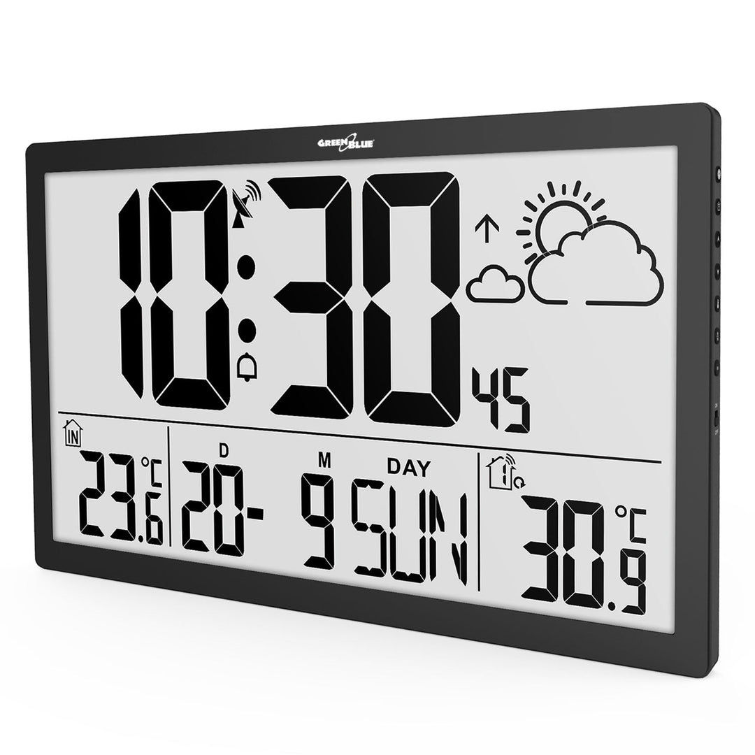 LCD-vægur, meget stort, GreenBlue, temperatur, dato, GB218