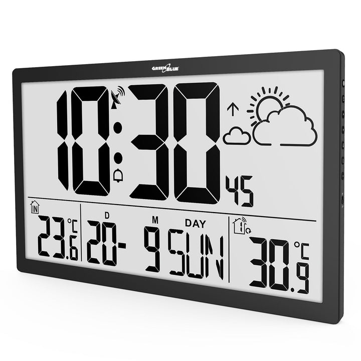 LCD-vægur, meget stort, GreenBlue, temperatur, dato, GB218
