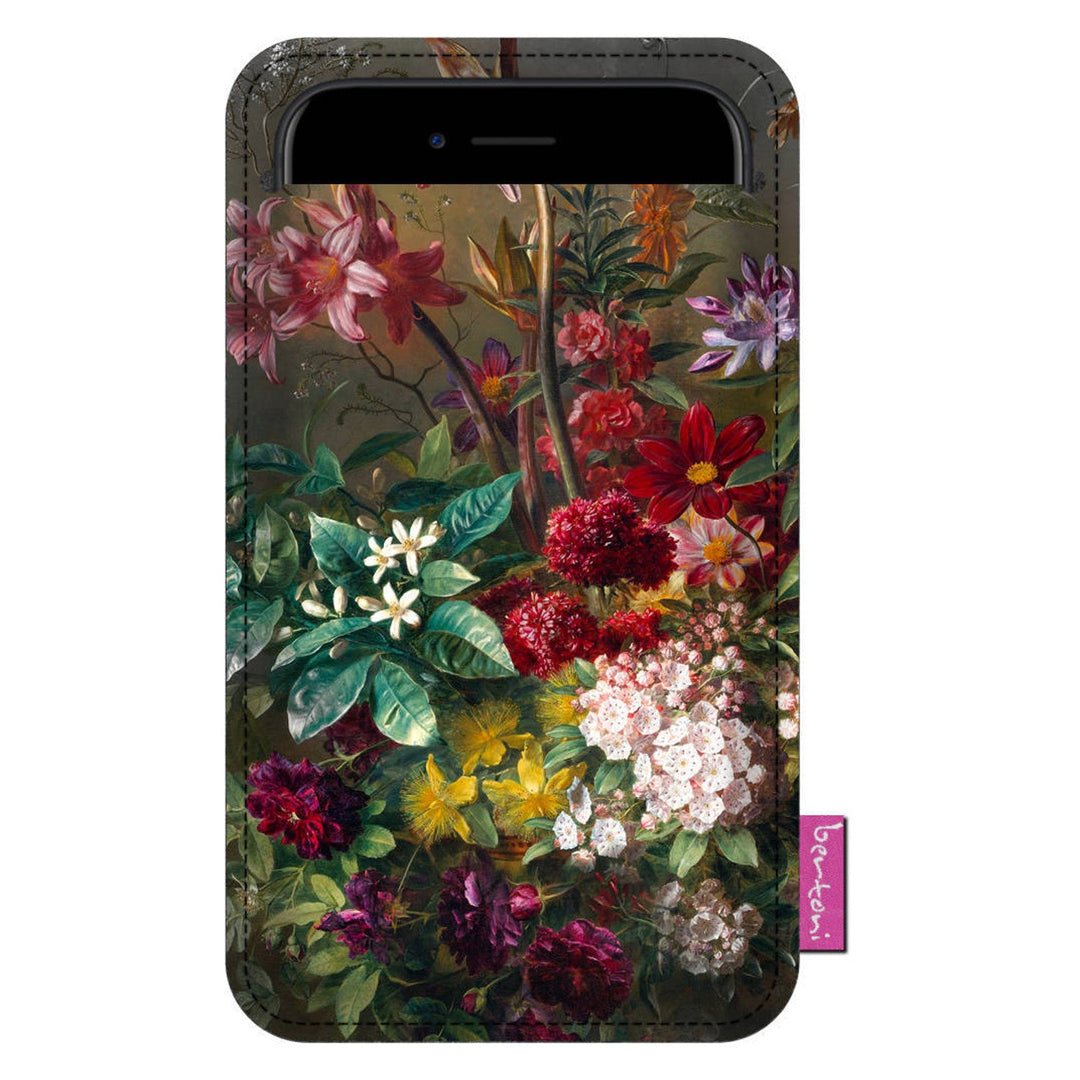 Bertoni smartphone-etui, af økologisk filt, 105x195 mm, mønster Bukiet, EE0026