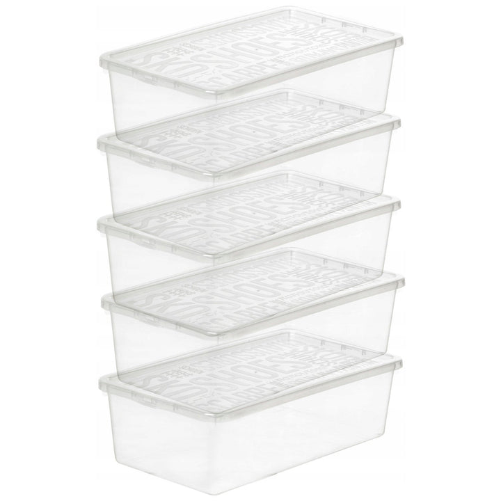 5x Beholder til damesko, gennemsigtig, Plast Team Basic