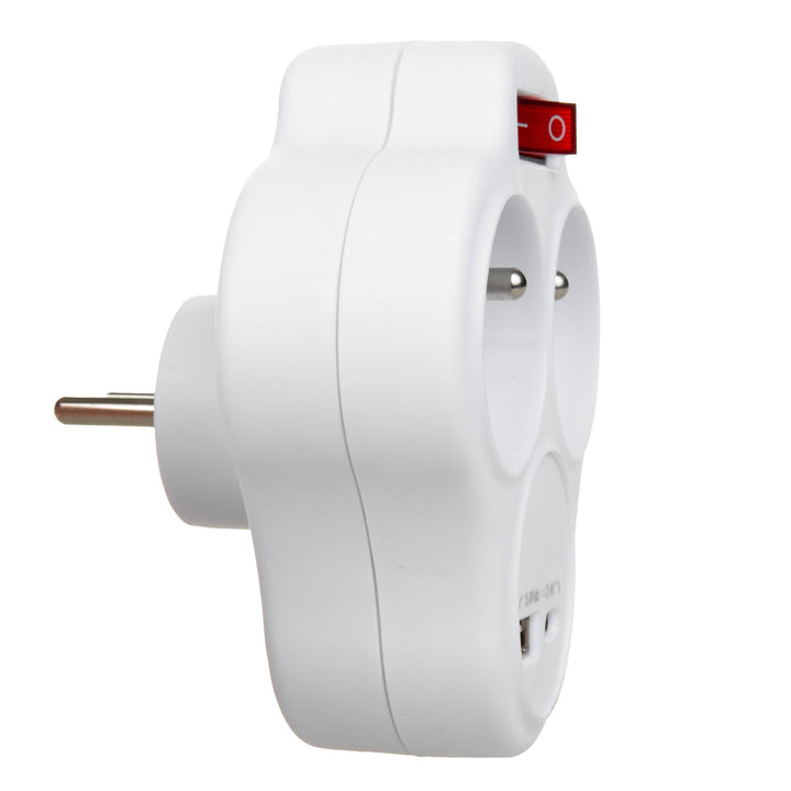 Maclean stikkontakt, forgreningsstik med 2 stik og USB A/C 2,4 A, type E, 2x16 A, MCE336 E