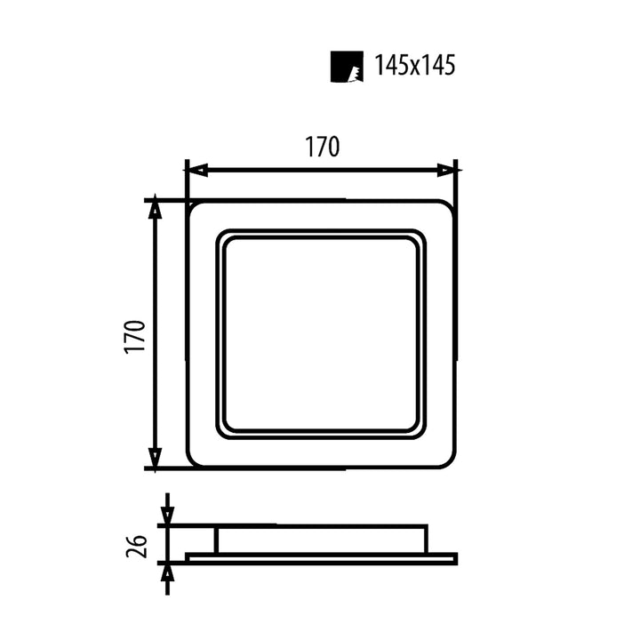 Maclean LED-loftsplade, indbygget SLIM, 18 W, Neutral White 4000 K, 170*170*26 mm, 1900 lm, MCE374 S