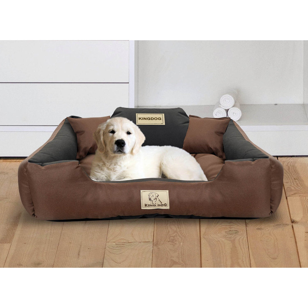 KINGDOG hundeseng 75x65 cm, vandtæt, brun og sort