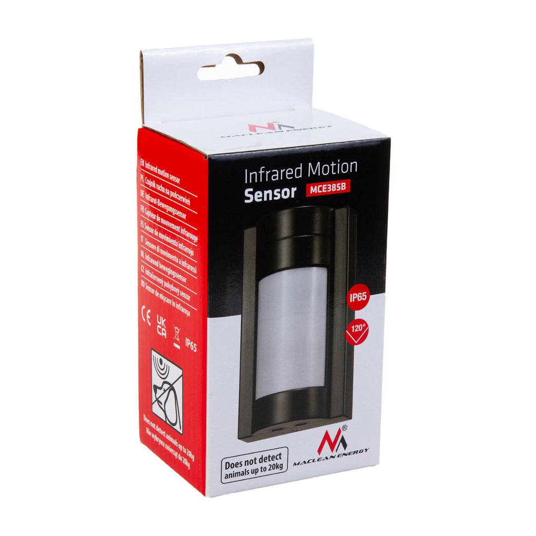 Maclean PIR-bevægelsessensor, udendørs infrarød, reagerer ikke på dyr, maks. 1200 W, IP65, MCE385 B