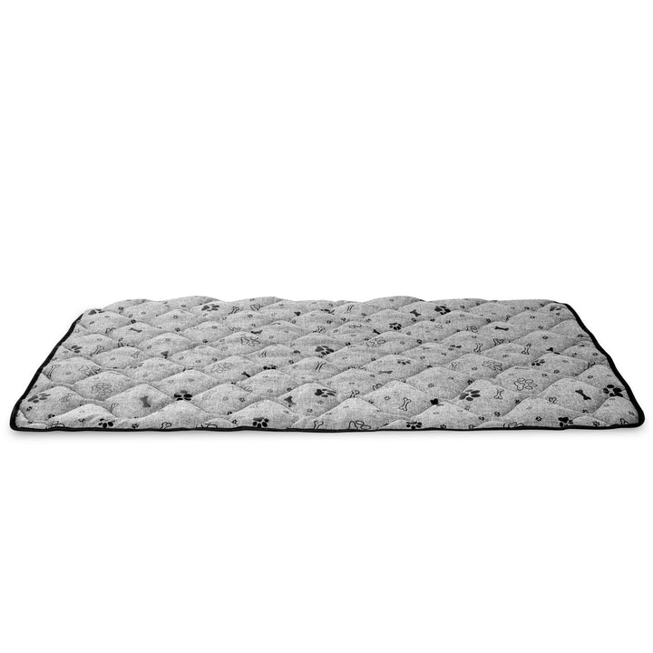 Hundemåtte, vandtæt, grå, 120x80 cm, mønster: knogler, Prestige