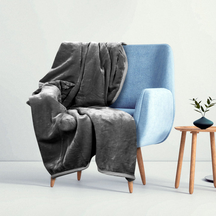 Medicline-tæppe, tykt, glat, polyester, gråt, 160 x 200 cm
