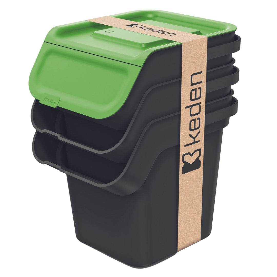Keden affaldsspandssæt til affaldssortering, 3 x 20 liter, sort, Kaddi Q Set