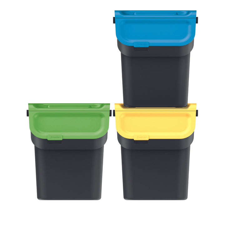 Keden affaldsspandssæt til affaldssortering, 3 x 20 liter, sort, Kaddi Q Set