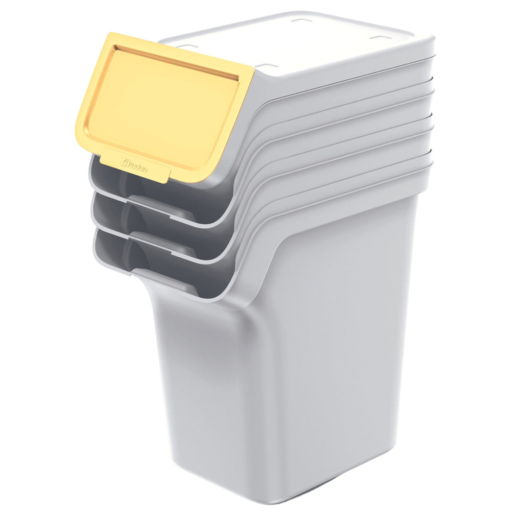 Keden affaldsspandssæt til affaldssortering, 4x20 liter, grå, Stackbox