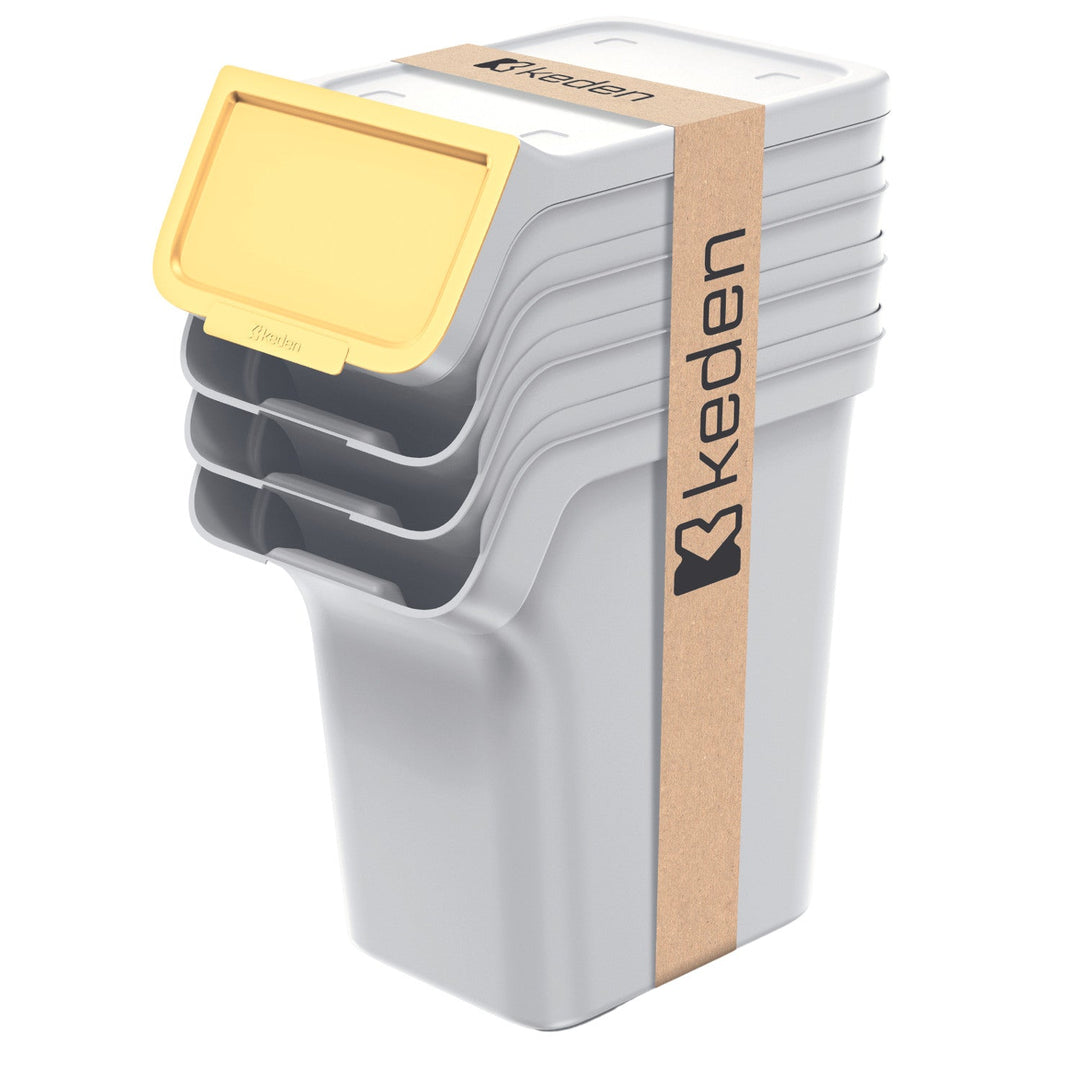 Keden affaldsspandssæt til affaldssortering, 4x20 liter, grå, Stackbox