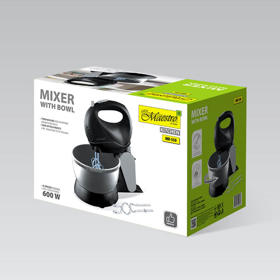 Maestro mixer, roterende skål, 5 hastigheder, Turbo-funktion, 600 W, sort, MR-550