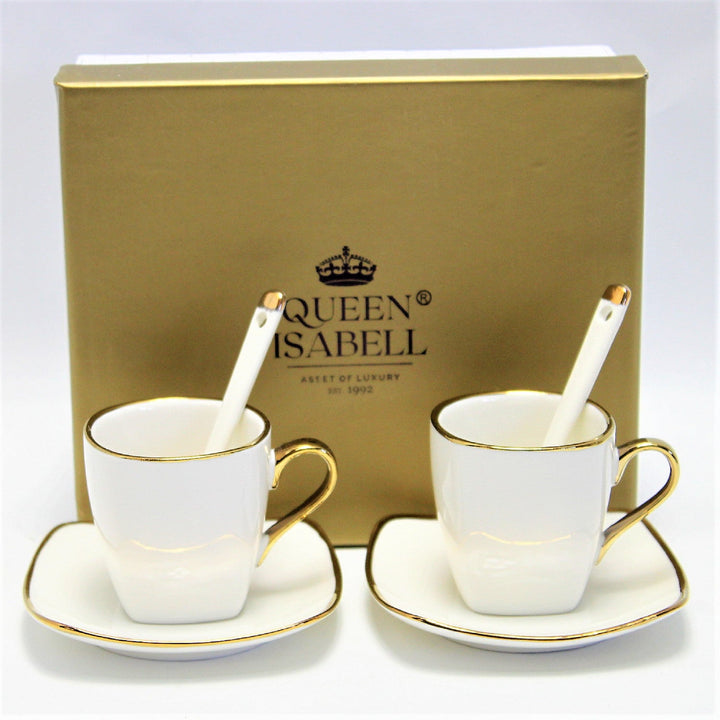 Espressokopper i porcelæn med underkopper Queen Isabell W23GD06-06464