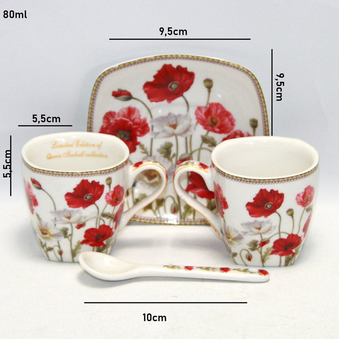 Espressokopper i porcelæn med underkopper Queen Isabell W9PWH06-09596